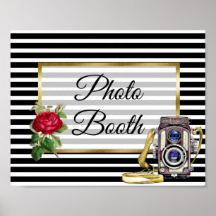 Pancarte de Photomaton de mariage affiche Rose rou