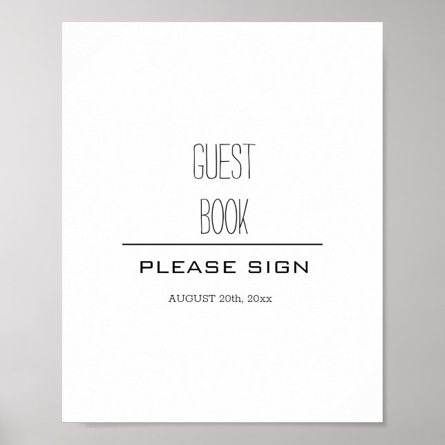 Pancarte élégante pour livre d'or des invités (Devant)