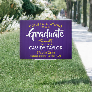 Pancarte Félicitations à l'obtention du diplôme Purple Gold