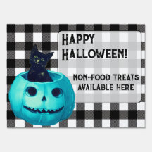 Joyeux Halloween Citrouille Sarcelle et Carreaux