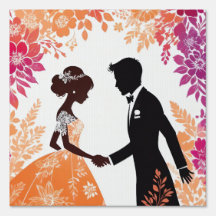 Silhouettes de mariée et de mariée