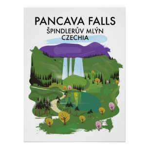 Pancava Falls Špindlerův Mlýn, Tschechien Reisepos Poster