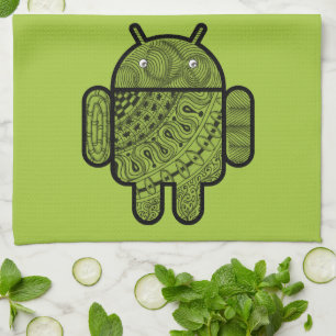 Pancho Doodle-Zeichen für den Android™-Roboter Küchentuch