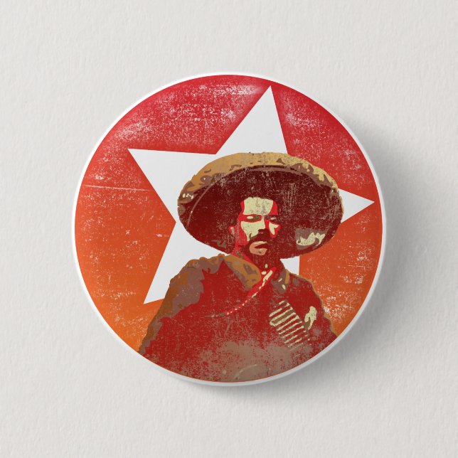 Pancho Landhaus-Vintager roter Stern Button (Vorderseite)