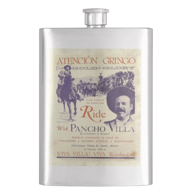 Pancho Villa 🔥 mexikanischer Held General Flachmann (Vorderseite)