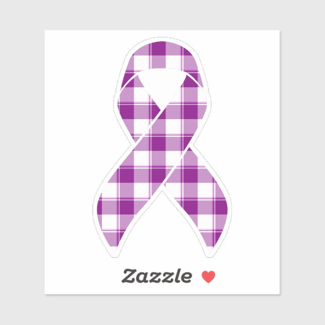 Pancreatic Cancer Awareness Plaid Ribbon Purple Aufkleber (Blatt)