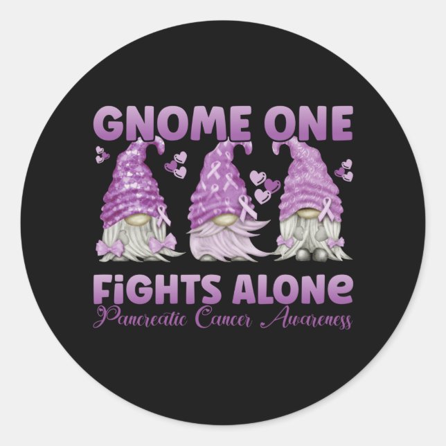 Pancreatic Cancer Purple Gnome Runder Aufkleber (Vorderseite)