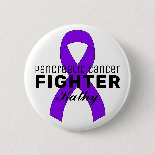 Pancreatic Cancer Ribbon White Button (Vorderseite)