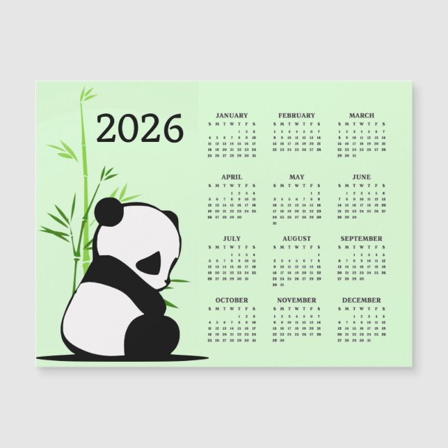 Panda 2026 Kalender Magnetkarte (Vorderseite)