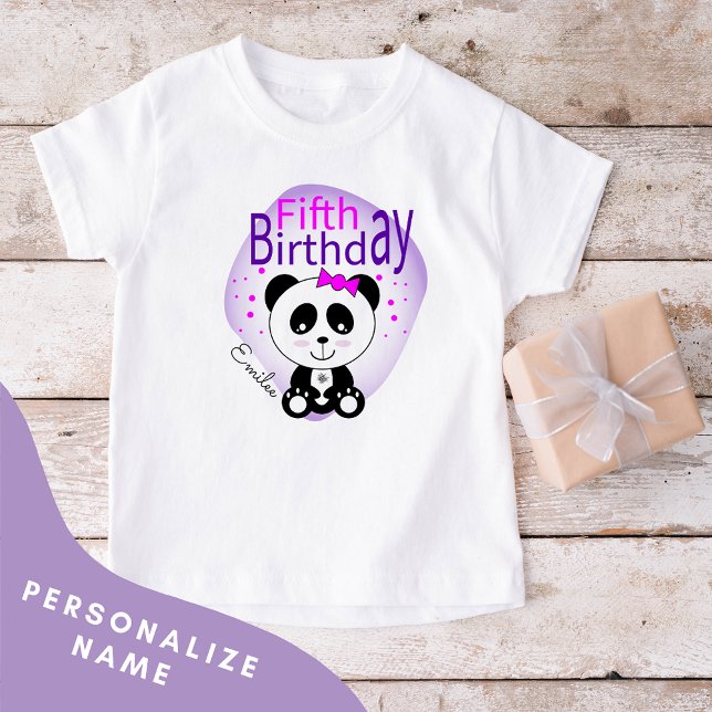 Panda 5e Anniversaire T-shirt filles (violet) (Créateur téléchargé)