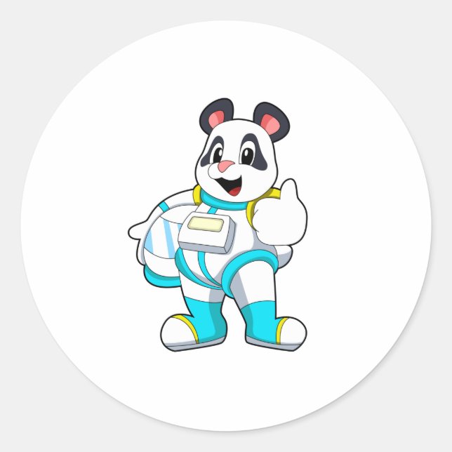 Panda als Astronaut mit Kostüm Runder Aufkleber (Vorderseite)
