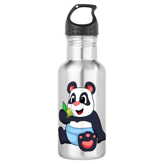 Panda als Baby mit Bambus Edelstahlflasche (Vorderseite)
