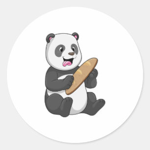 Panda als Baker mit Brot Runder Aufkleber