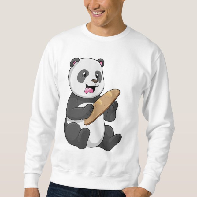 Panda als Baker mit Brot Sweatshirt (Vorderseite)