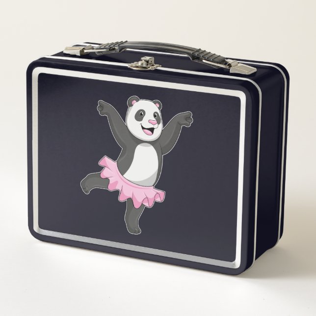 Panda als Ballerina im Ballett Metall Brotdose (Vorderseite)