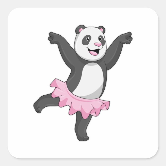 Panda als Ballerina im Ballett Quadratischer Aufkleber (Vorderseite)