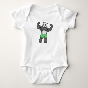 Panda als Bodybuilder an der Bodybuilding Baby Strampler