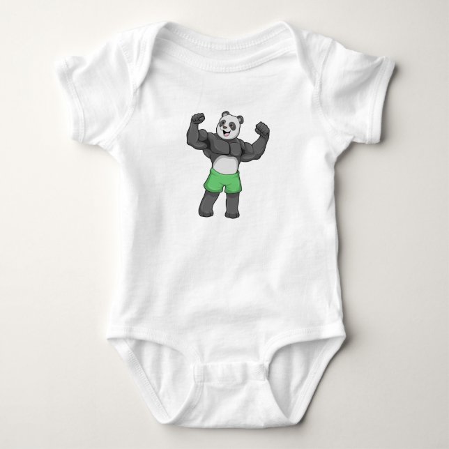 Panda als Bodybuilder an der Bodybuilding Baby Strampler (Vorderseite)