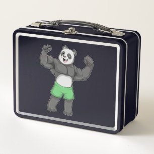 Panda als Bodybuilder an der Bodybuilding Metall Brotdose