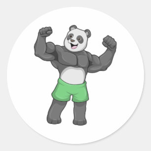 Panda als Bodybuilder an der Bodybuilding Runder Aufkleber