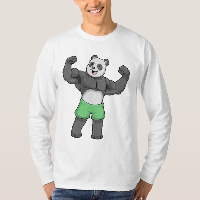 Panda als Bodybuilder an der Bodybuilding T-Shirt (Vorderseite)