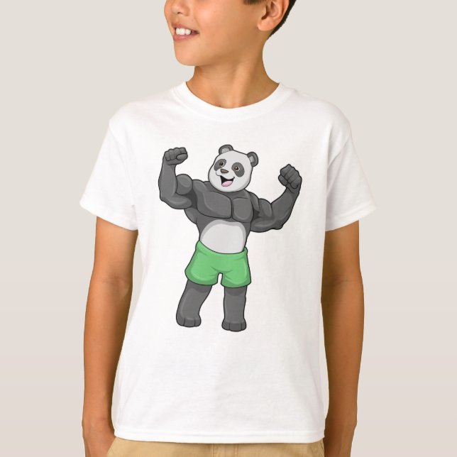 Panda als Bodybuilder an der Bodybuilding T-Shirt (Vorderseite)