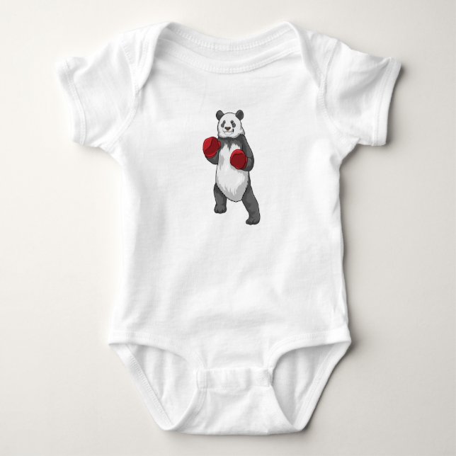 Panda als Boxer mit Boxhandschuhen Baby Strampler (Vorderseite)