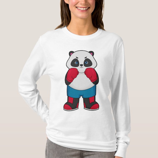 Panda als Boxer mit Boxhandschuhen T-Shirt (Vorderseite)