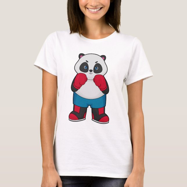 Panda als Boxer mit Boxhandschuhen T-Shirt (Vorderseite)