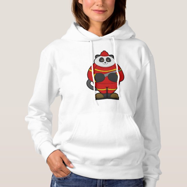 Panda als Feuerwehrmann mit Schlauch Hoodie (Vorderseite)