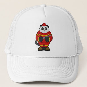 Panda als Feuerwehrmann mit Schlauch Truckerkappe
