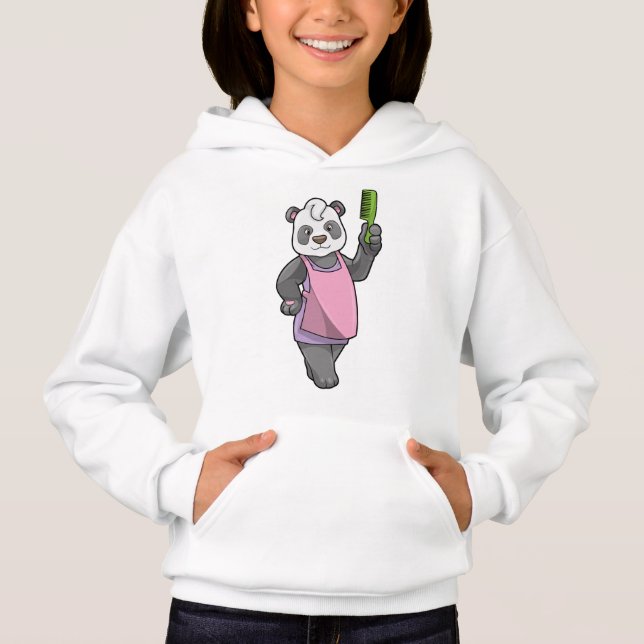 Panda als Friseur mit Kamm Hoodie (Vorderseite)
