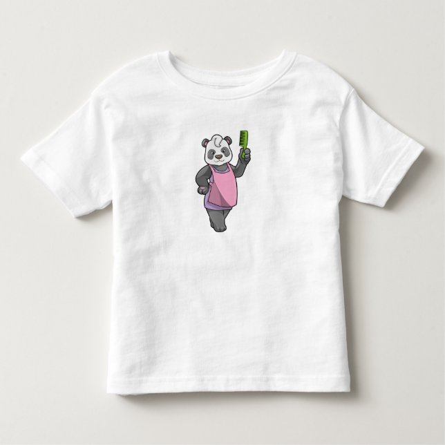 Panda als Friseur mit Kamm Kleinkind T-shirt (Vorderseite)