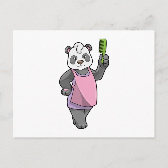 Panda als Friseur mit Kamm Postkarte (Vorderseite)