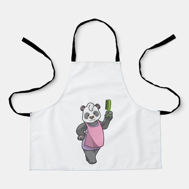 Panda als Friseur mit Kamm Schürze (Vorderseite)
