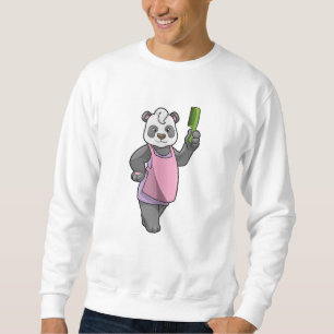 Panda als Friseur mit Kamm Sweatshirt