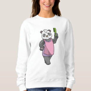 Panda als Friseur mit Kamm Sweatshirt