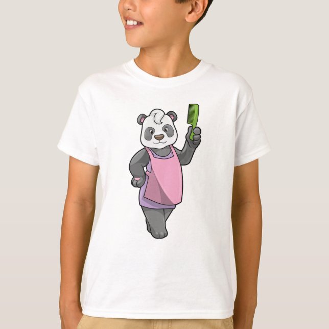 Panda als Friseur mit Kamm T-Shirt (Vorderseite)