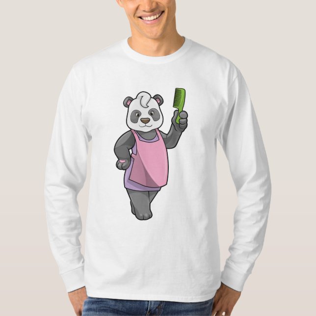 Panda als Friseur mit Kamm T-Shirt (Vorderseite)