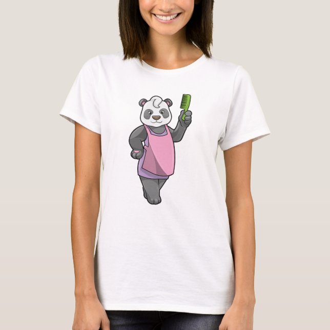 Panda als Friseur mit Kamm T-Shirt (Vorderseite)