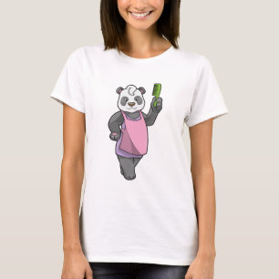 Panda als Friseur mit Kamm T-Shirt