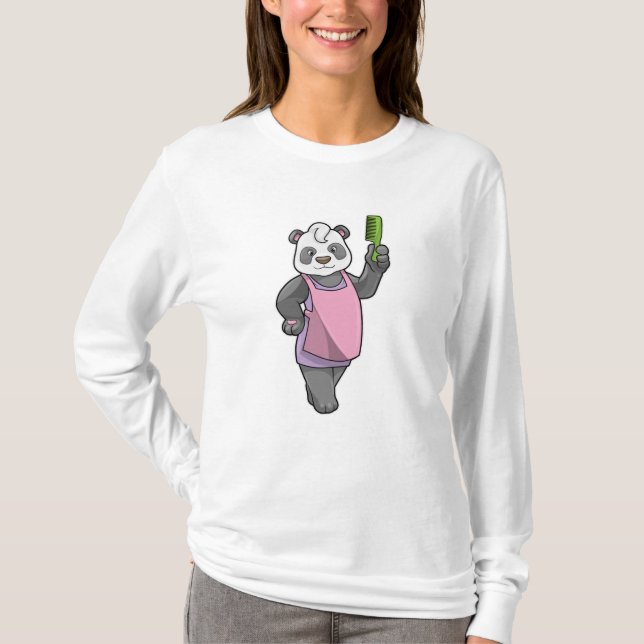Panda als Friseur mit Kamm T-Shirt (Vorderseite)