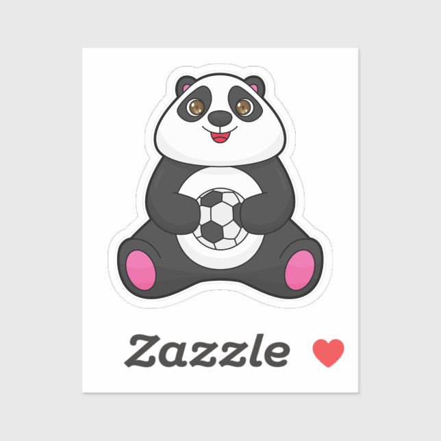 Panda als Fußballspieler mit Fußball Aufkleber (Blatt)