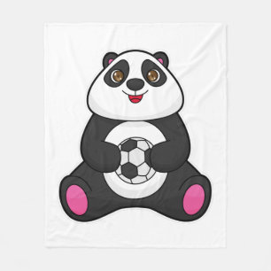 Panda als Fußballspieler mit Fußball Fleecedecke