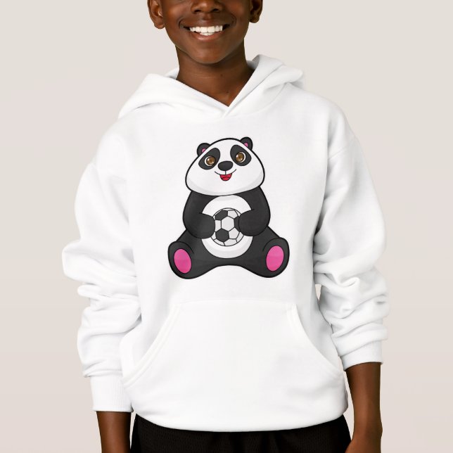 Panda als Fußballspieler mit Fußball Hoodie (Vorderseite)