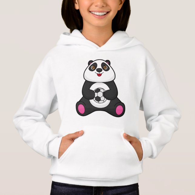 Panda als Fußballspieler mit Fußball Hoodie (Vorderseite)