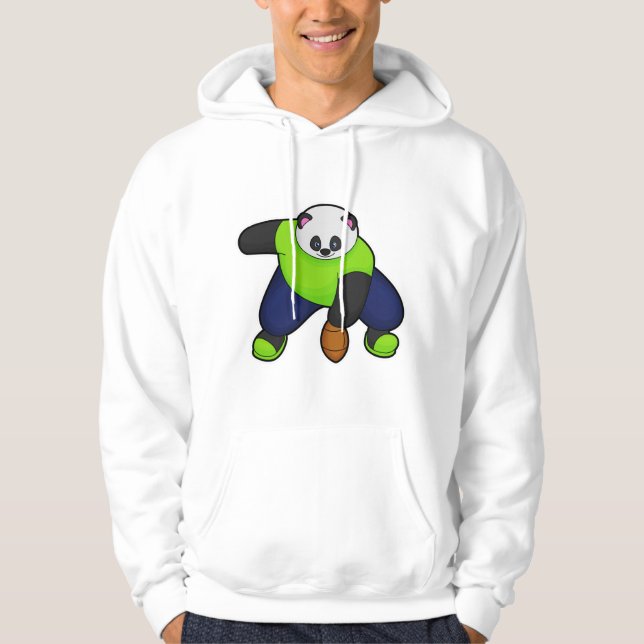 Panda als Fußballspieler mit Fußball Hoodie (Vorderseite)