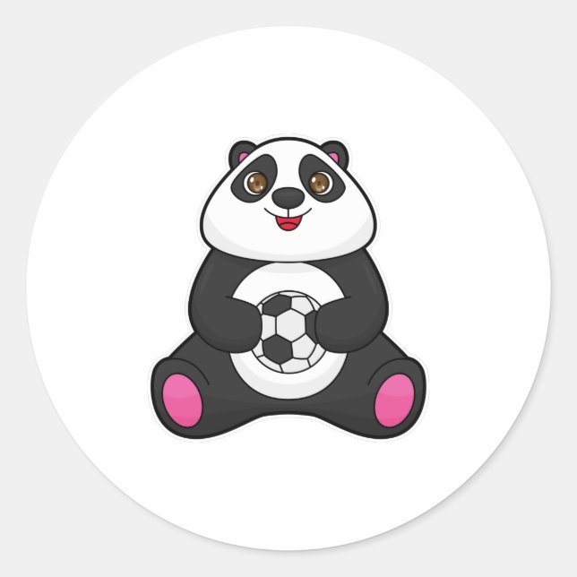 Panda als Fußballspieler mit Fußball Runder Aufkleber (Vorderseite)