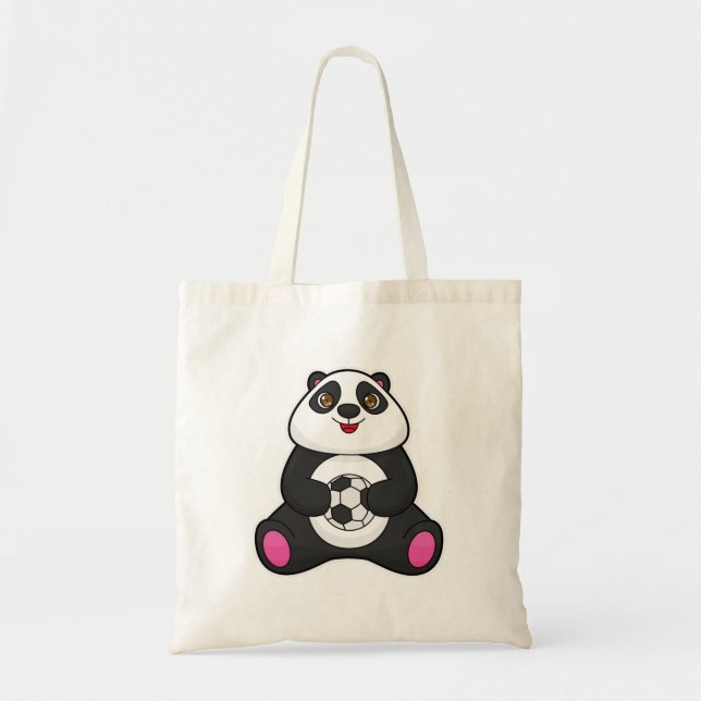 Panda als Fußballspieler mit Fußball Tragetasche (Vorne)