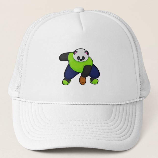 Panda als Fußballspieler mit Fußball Truckerkappe (Vorderseite)